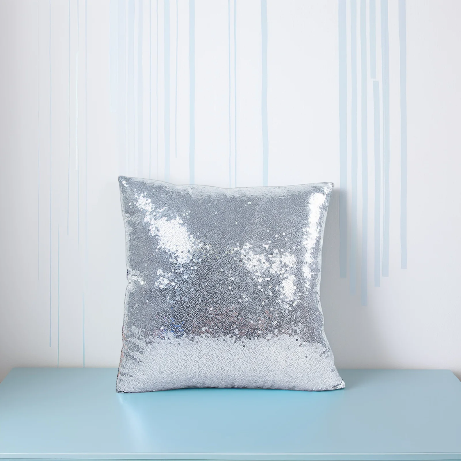 

Sequin Glitter Throw Pillow Covers 40x40cm Silver Sequins Cushion Case Without Insert Soft Fashionable Sofa Car Library