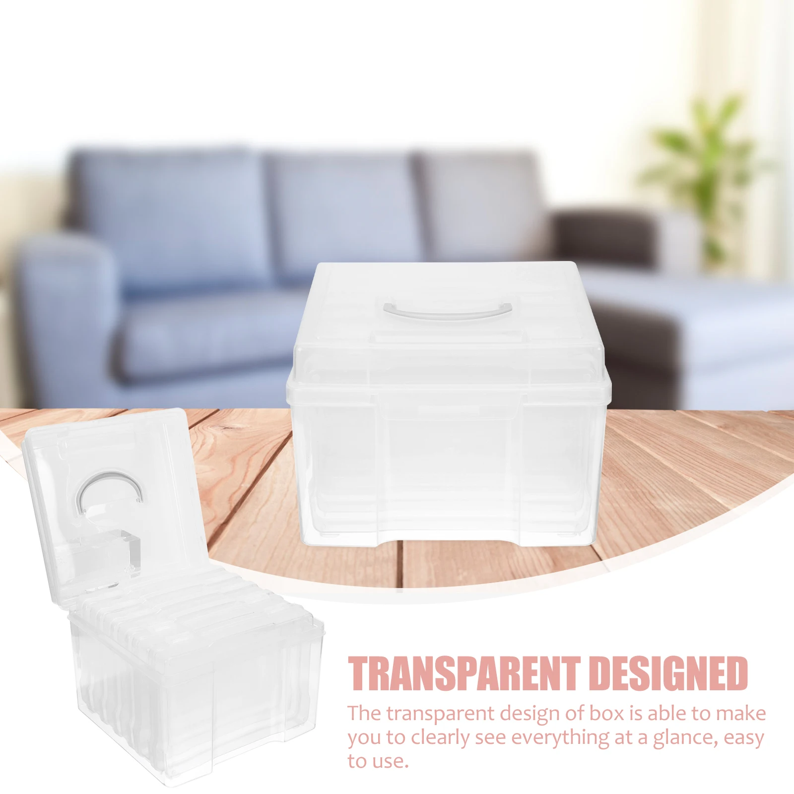 

Transparent Photo Storage Box Dust-Proof Organizer Case for Postcards Electronic Components Craft Accessories Clear for Small