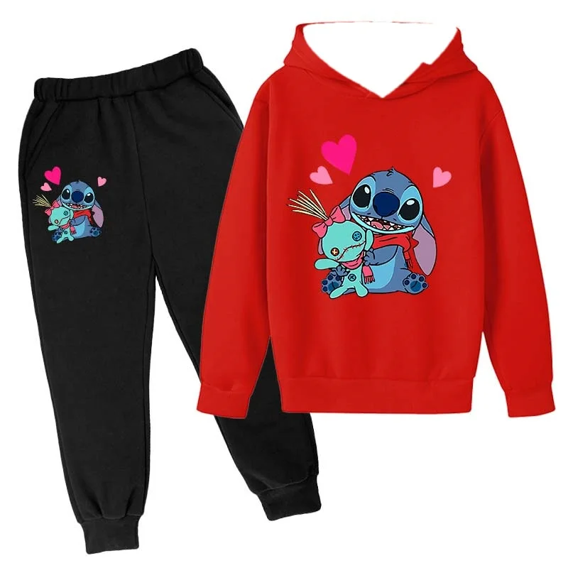 

Children Boys Girls Stitch Hoodies Pants Set Boys Girls Stitch Sweatshirts Hooded Kids Fashion Stitch Pullovers Clothes Suit 3