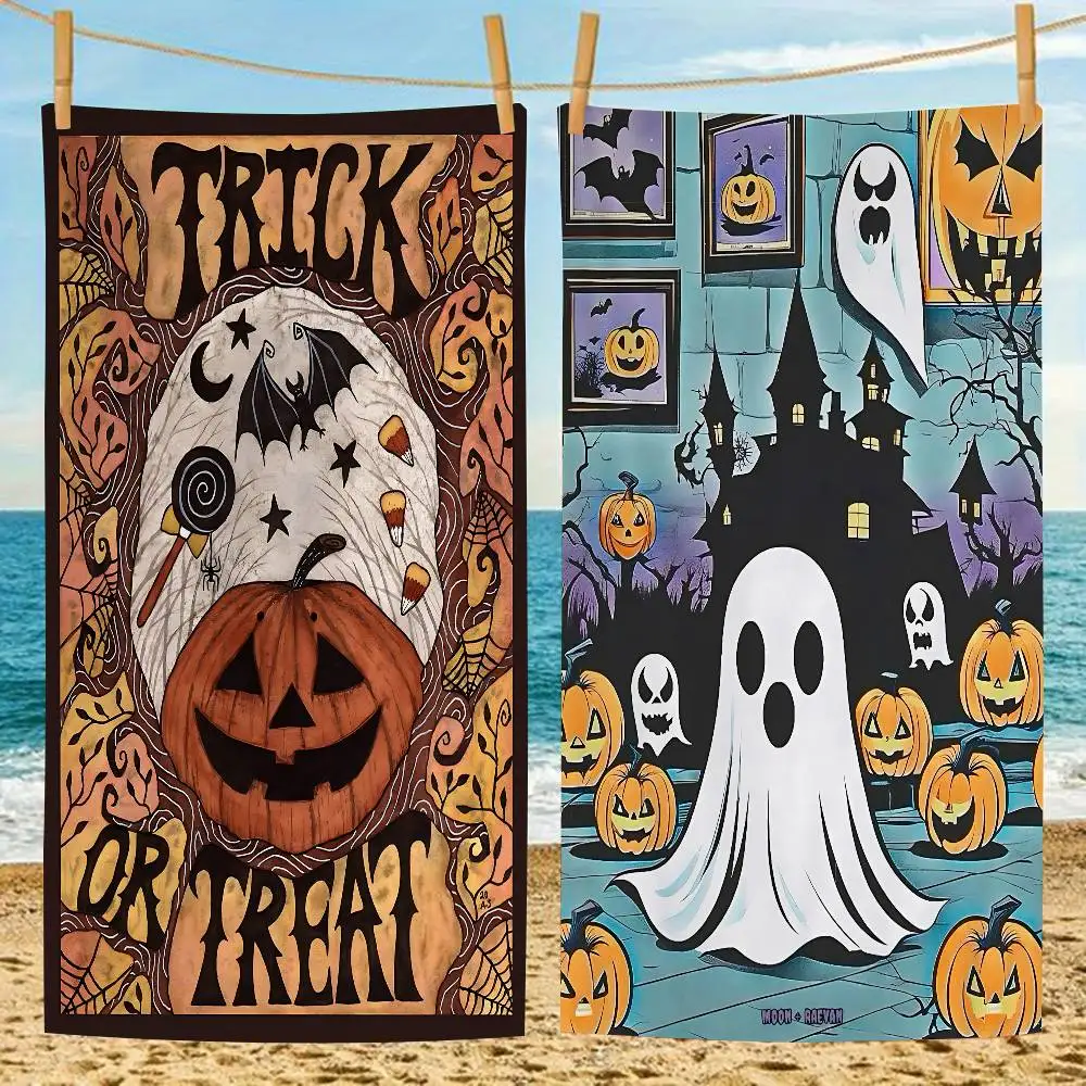 Manta de microfibra Retro con bonito fantasma para Halloween, toallas de playa de secado rápido, manta de toalla de piscina súper absorbente con estampado de gran tamaño