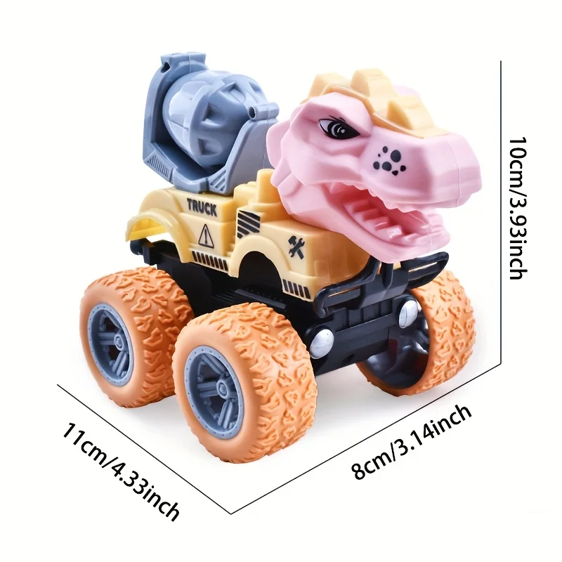 Juego de juguetes de coche de juguete de inercia de potencia de dinosaurio creativo [Deffectos menores, rayones; Estilos de productos, rayas, estilos impresos son al azar