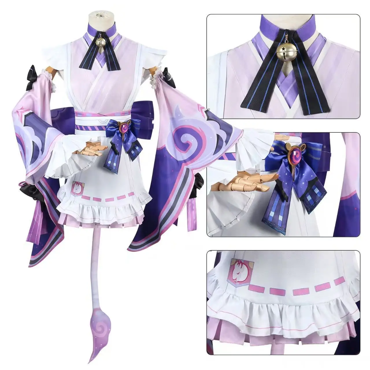2025 Gioco Genshin Impact Yumenmisuki Mizuki Costume Cosplay Parrucca Set completo Rosa Viola Abito Copricapo Calzini Uniforme per le donne
