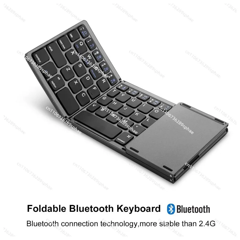 B033 Mini Tri-fold Bluetooth Keyboard, Portable Thin Wireless Keyboard with Touchpad for Phone & Computer