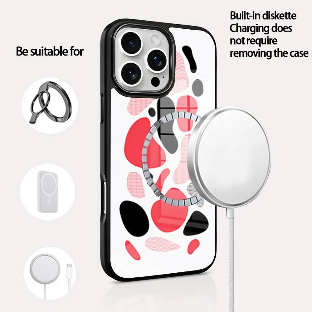 

Cow Grain Milk Phone Case For IPhone 16 15 14 13 12 11 Pro Max Plus Mini Magsafe Mirror Wireless Magnetic Cover