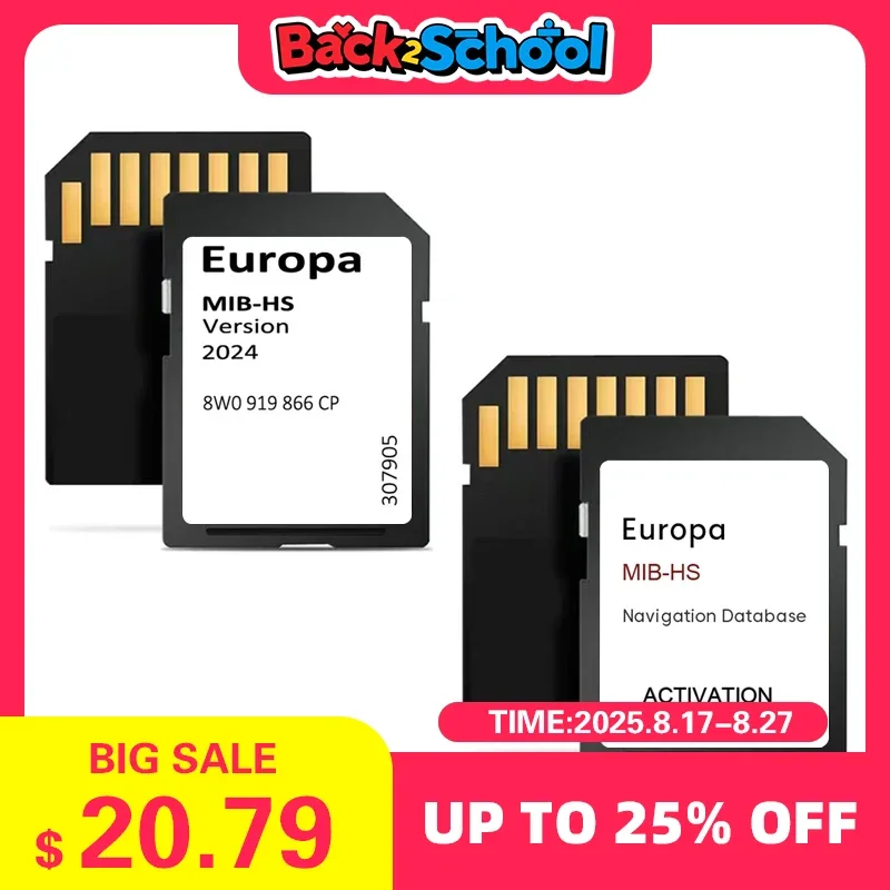 

8W0919866CP Memory OEM SD Card MIB-HS Navigation Upgrade 2024 Europe UK map system for Audi 2015-2020 A3 A4 A5 S RS Q SQ RSQ Car