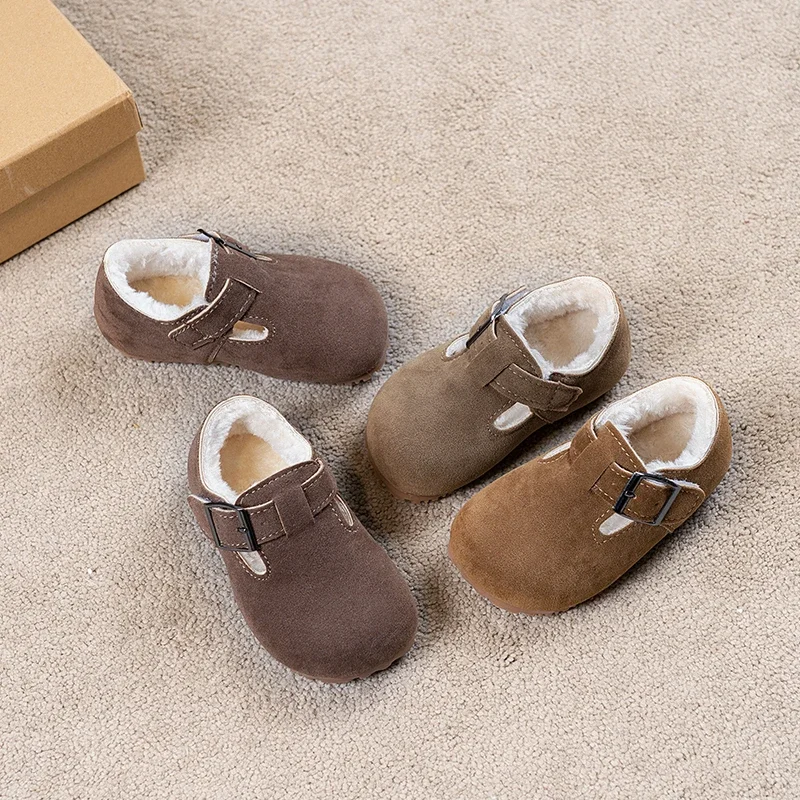 

Winter Children's New Cotton Shoes Outdoor Girls Classic Warm Plush Shoes Simple Non-slip Kids Fashion Causal Shoes Hook Loop