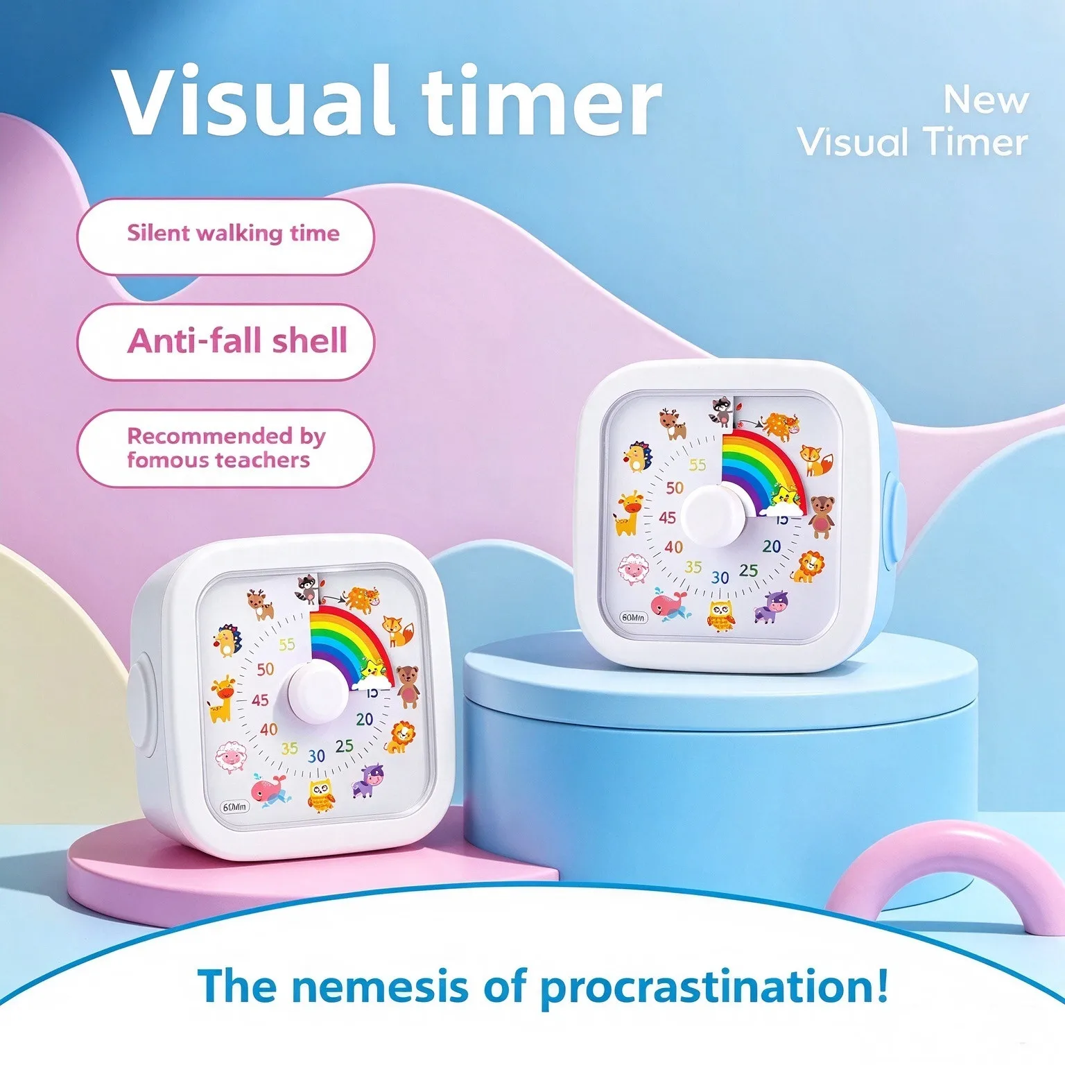 New Model Visual Timer 60 Minutes Countdown Suitable for Children and Adults Silent Classroom Timer for Home and School Clock