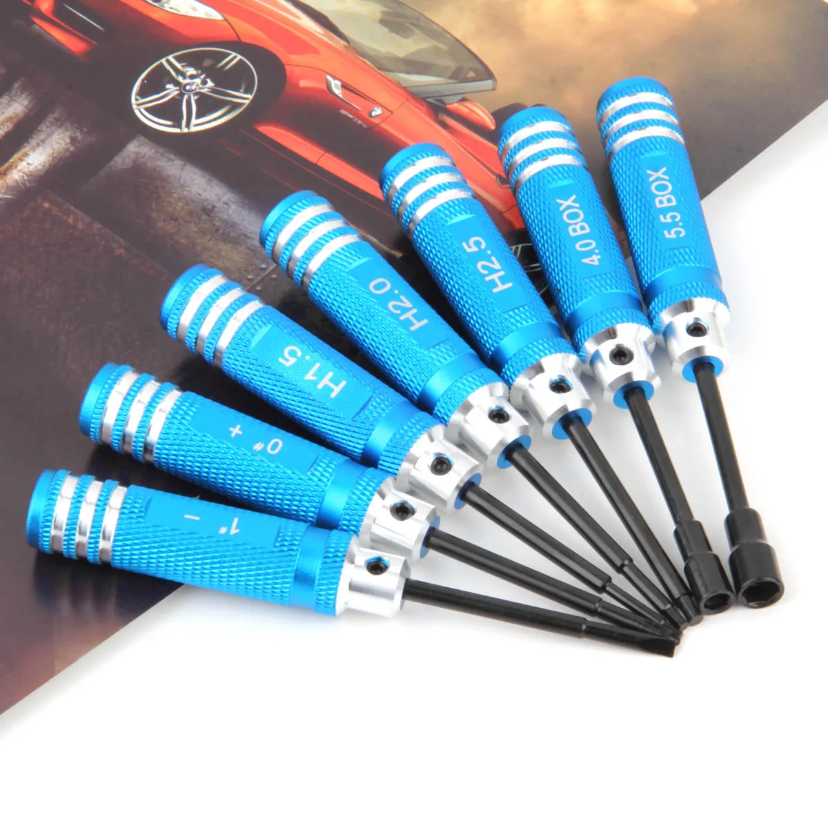 

7pcs Screwdriver Set 108mm Aluminum Steel 1.5 5.5mm Key Spanner RC Helicopter Car Disassembly Tool Non