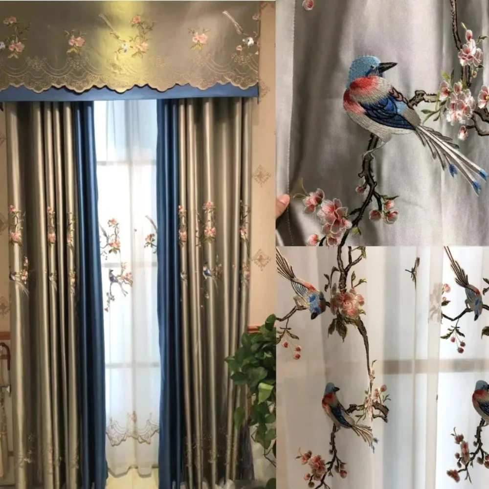 Curtains for Living Dining Room Bedroom New Style New Chinese Style High Precision Embroidery  Finished Product Customized Door