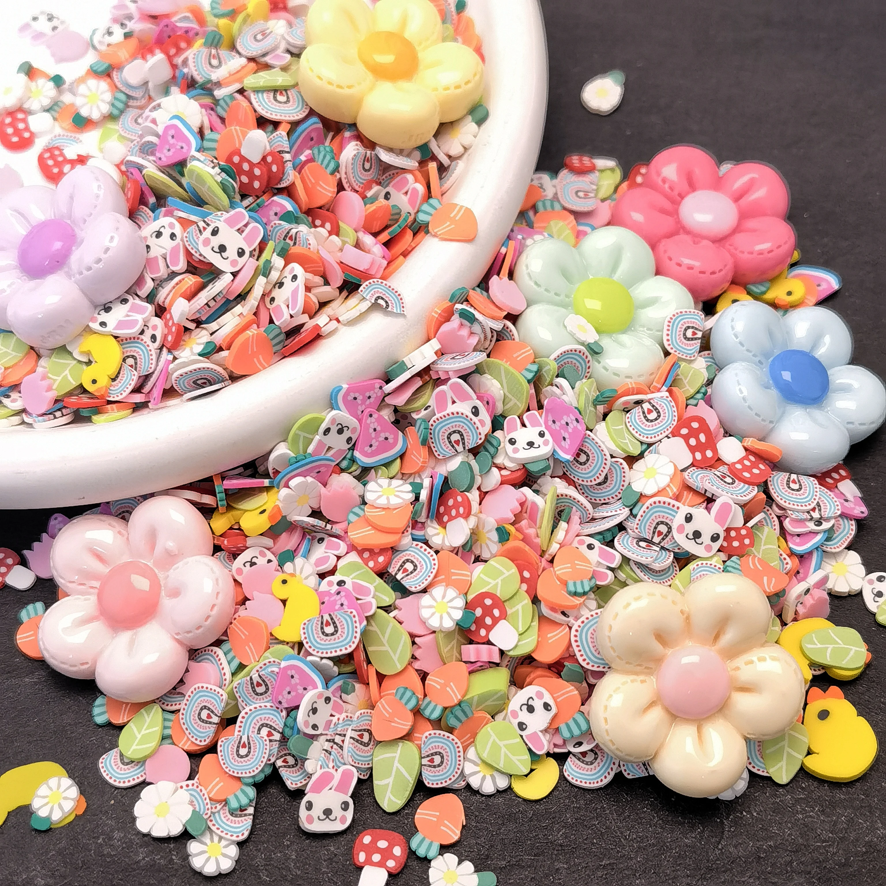 Polymer Clay Sprinkles Mix Flower Rabbit Clay Slice Nail Art Decorations Manicure Design Accessories Tool