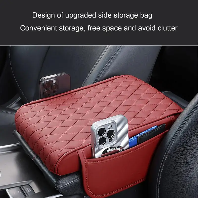 Car Armrest Cushion Center Console Box Pad Protector Non Slip Soft With Side Storage Pockets Cover automobile Accessories