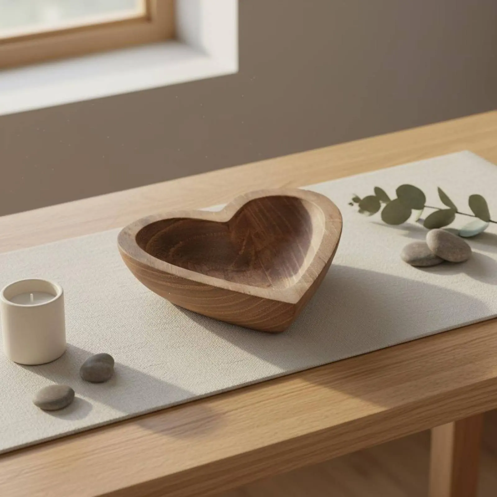 Cuenco de madera en forma de corazón hecho a mano, bandeja para adornos en forma de corazón, cuenco de madera duradero para decoración del hogar, listo para proyectos de bricolaje