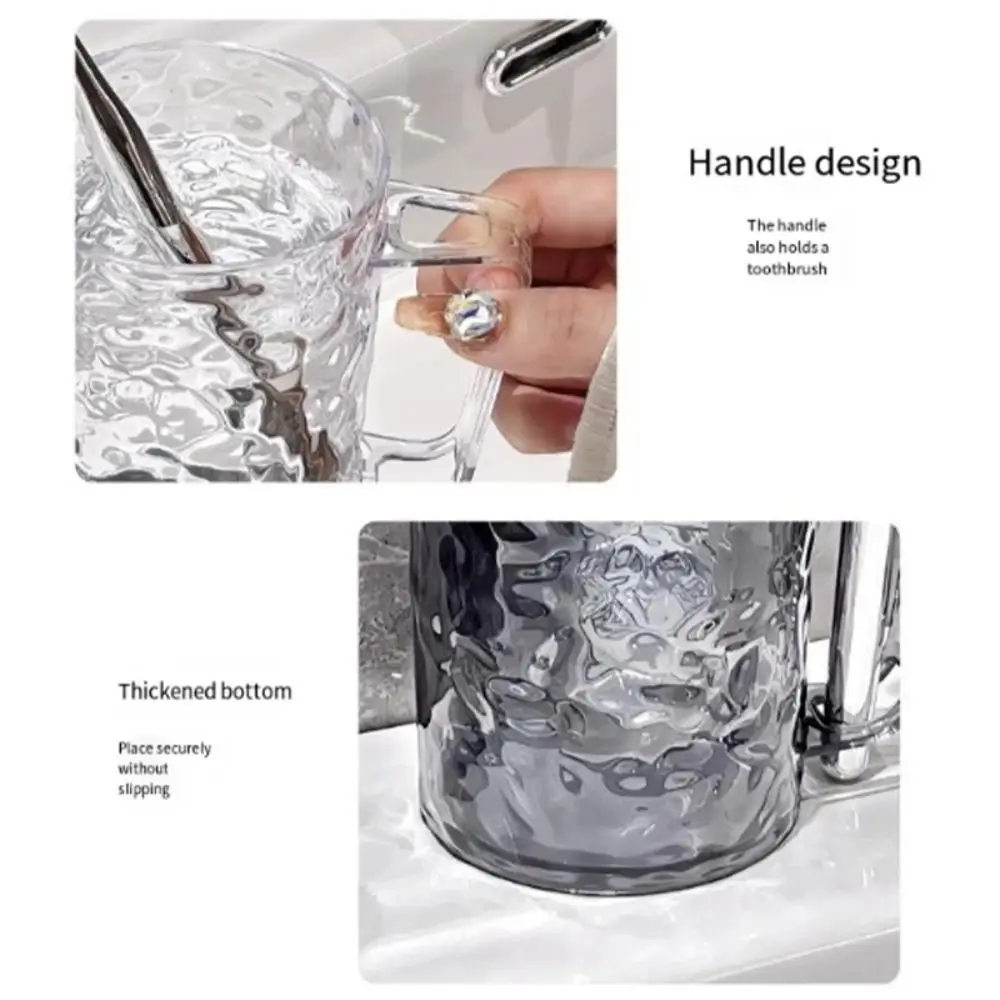 Transparent Glacier Pattern Toothbrush Cup With Handle For Bathroom_voghion.com
