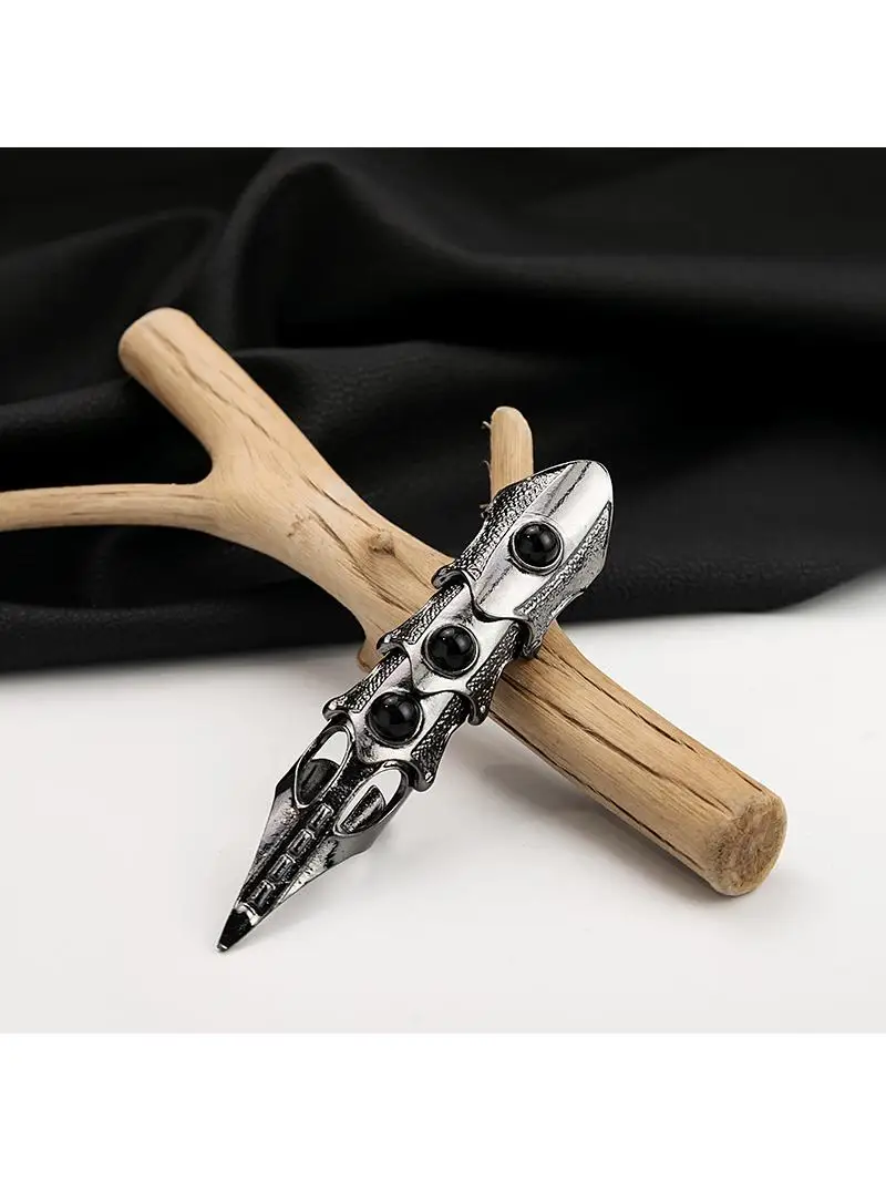 

Metallic Punk Joint Ring Exaggerated Personali Spike Adjustable Retro Exoskeleton Ring Decoration Faionable Accory