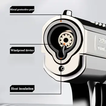 Nový zapalovač doutníků, větruodolný, přímý modrý plamen, butanový nafukovací zapalovač, kovový pistolový zapalovač a kuřácké příslušenství 8 nejlepší prodej zapalovač o velikosti paralyzéru - №3