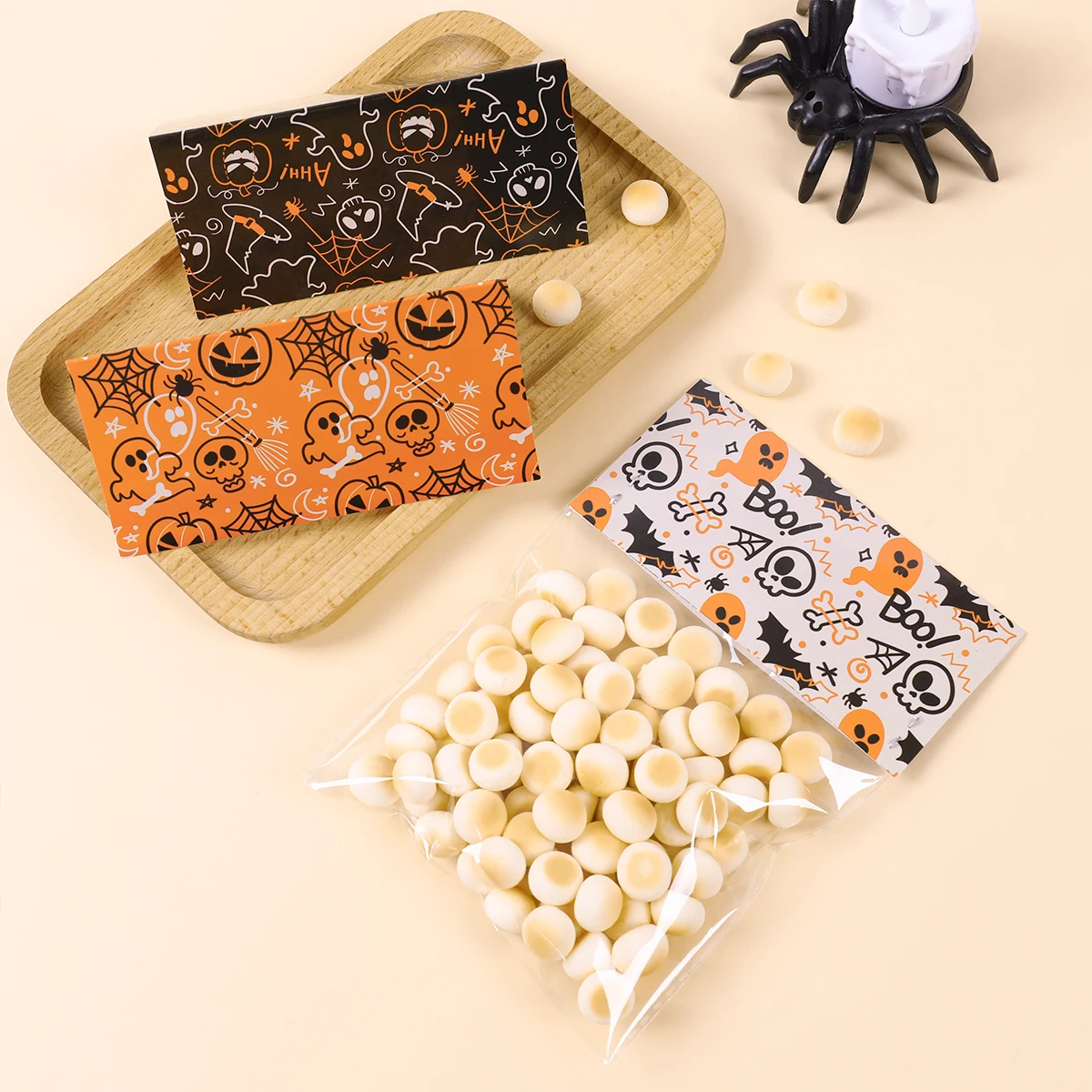 12pcs Halloween Treat Bags Spider Web Ghost Pattern Candy Cookie Bag Pumpkin Gift Snacks Favor Bag for Halloween Decoration 2024