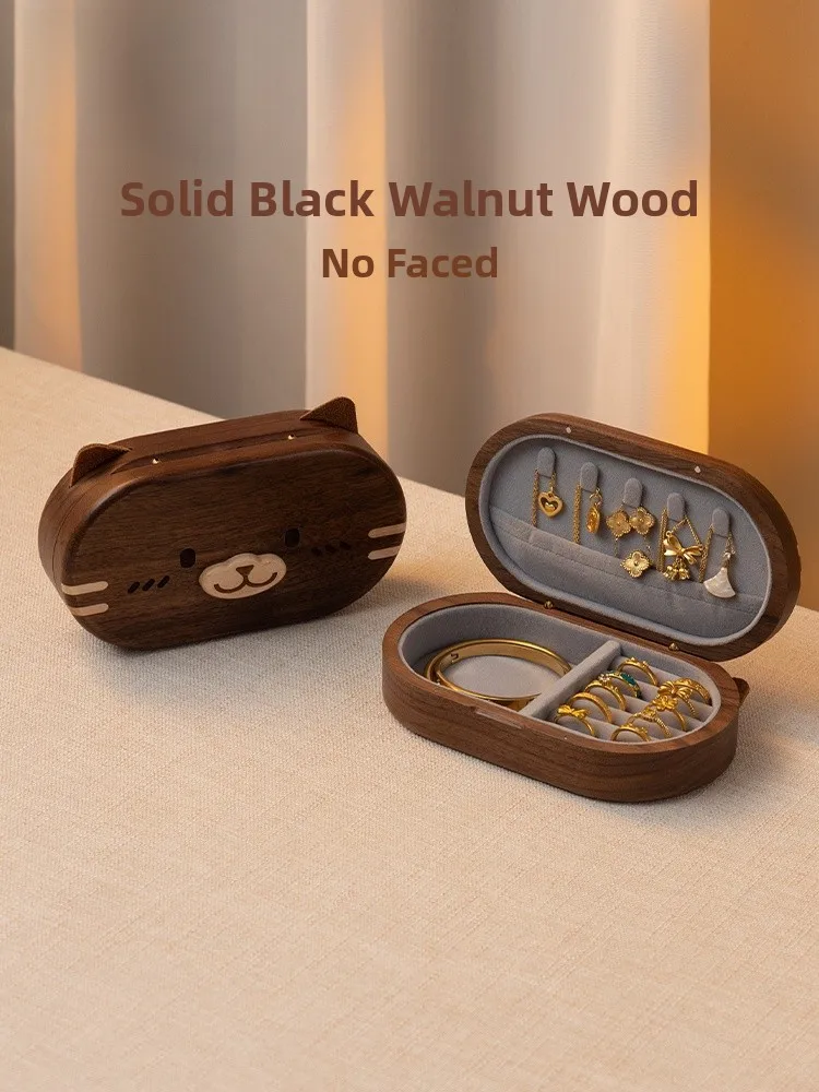 

Портативная шкатулка для украшений из натурального дерева, креативный милый подарок на день рождения для детей, маленький органайзер для хранения для девочек и женщин