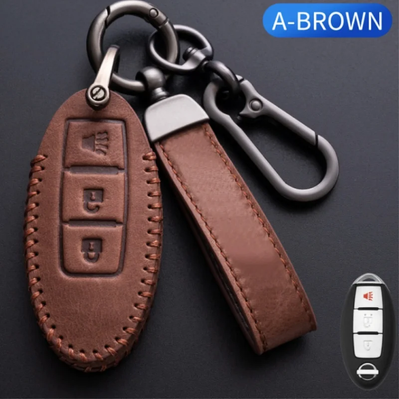 

Leather Car Remote Key Case Cover Shell for Nissan Qashqai X-Trail T32 T31 Juke J10 J11 Kicks Tiida Pathfinder Note for Infiniti