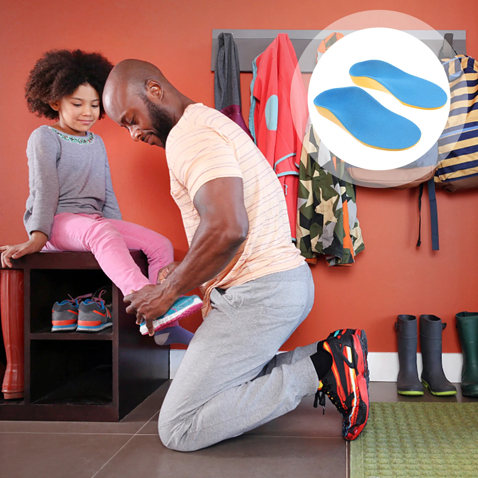 1 زوج قوس دعم النعال الأطفال تقويم العظام أزرق أصفر حجم 33-35 لتخفيف الآلام كعب قوس وسادة إدراج الأحذية #5