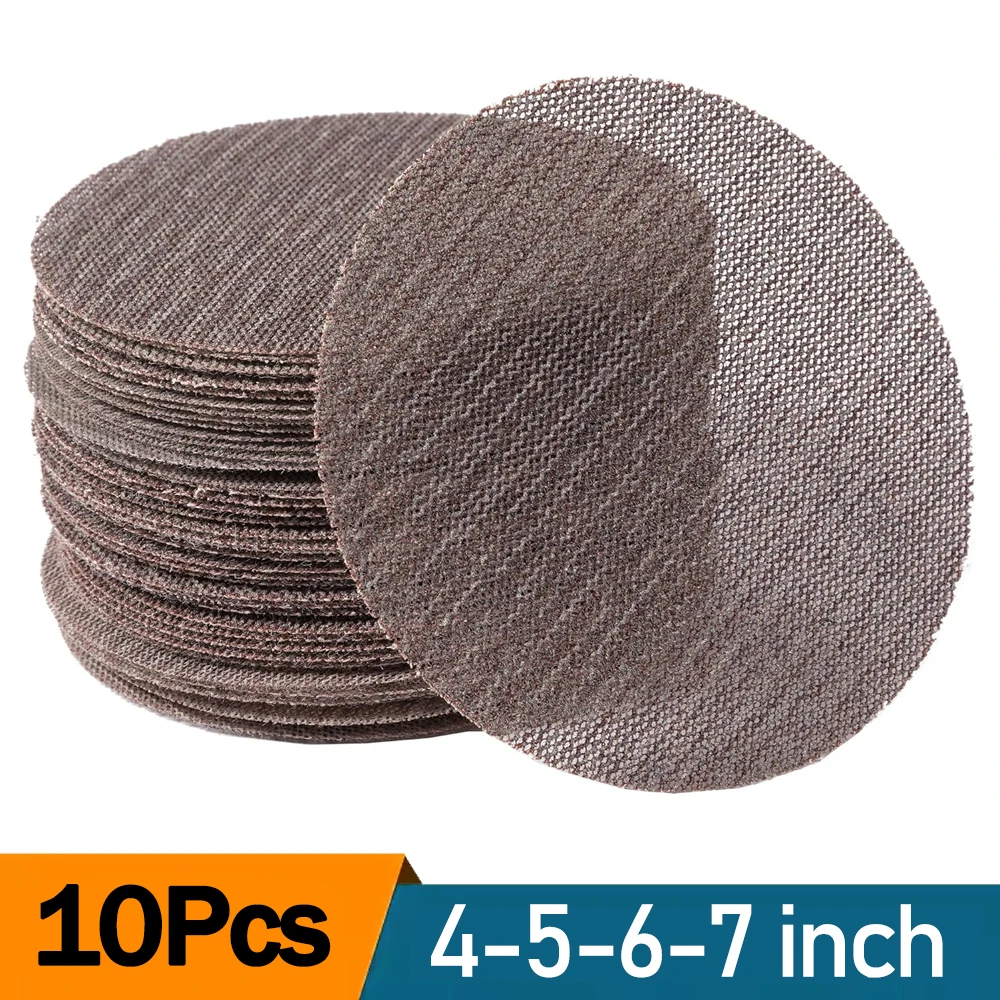 10 Stück 4/5/6/7 Zoll Netz-Schleifscheiben mit Klettverschluss, staubfreie Schleifscheiben, anti-Blockier-Schleifpapier für Holzmöbel
