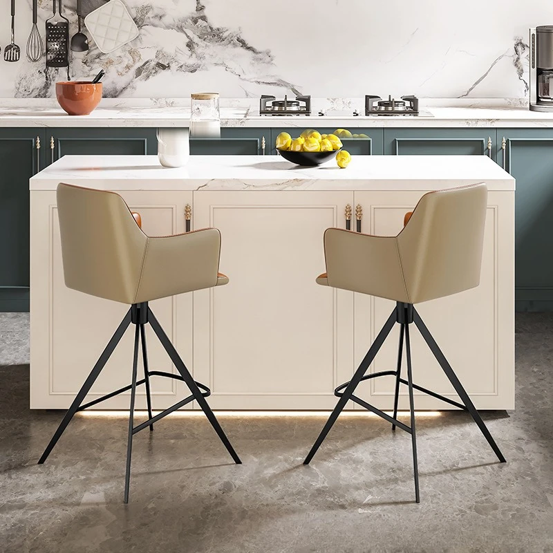 

Modern minimalist bar chair chair home designer kitchen high dining chair backrest rotating high stool armrest