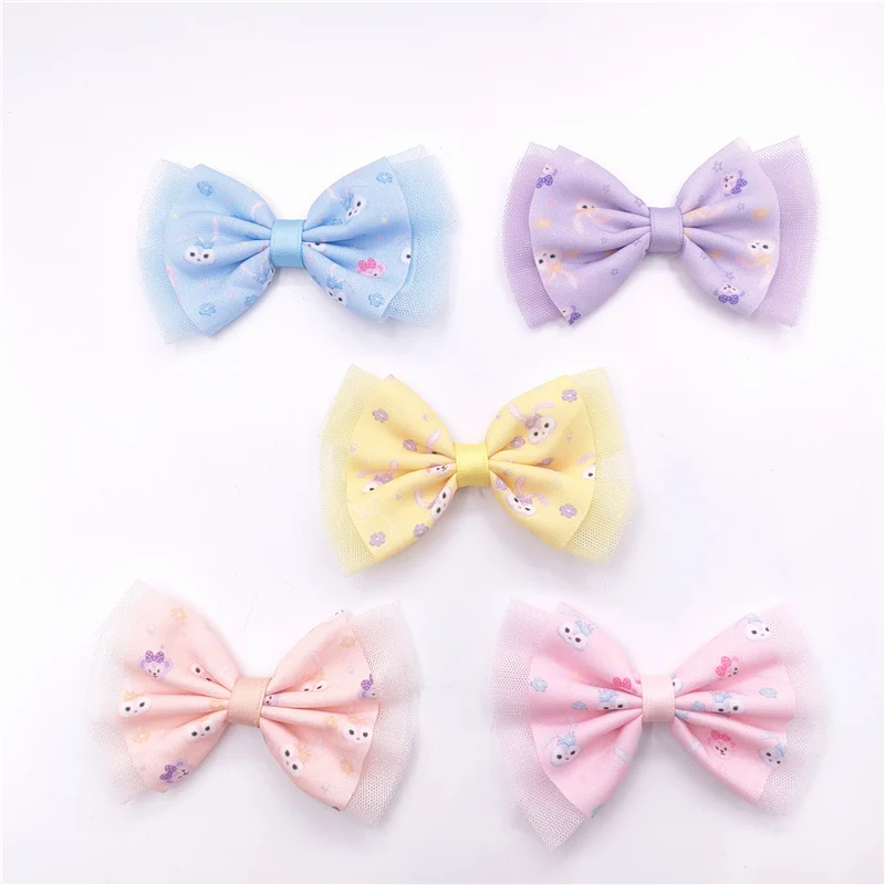 20 pz 10 x6.5cm maglia Bowknot Applique per fai da te bambino Clip di capelli cappello copricapo artigianato patch Decor ornamento accessori di