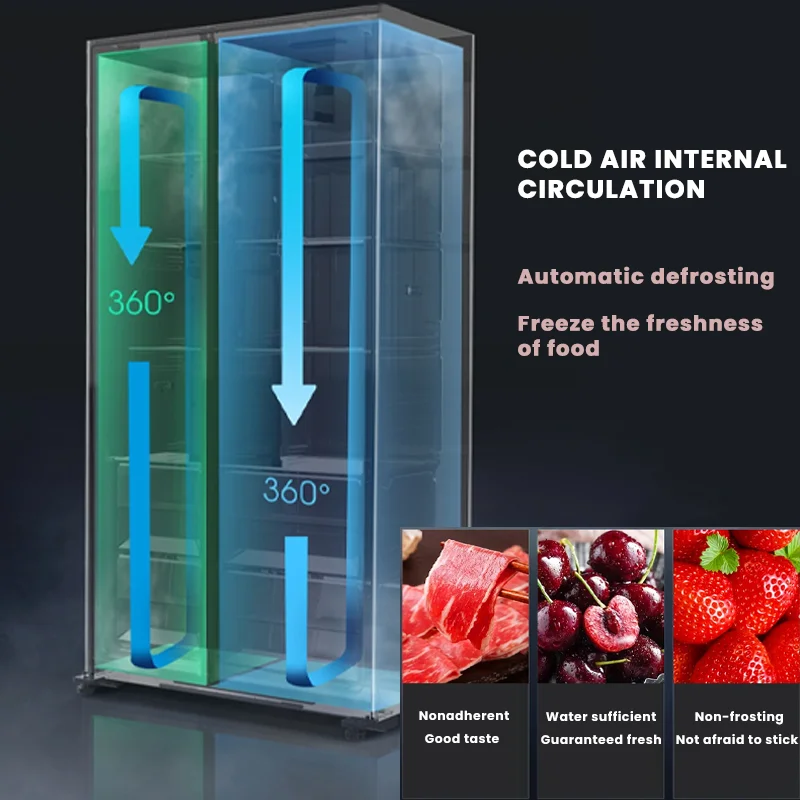 Refrigerated display cabinet, large capacity supermarket beverage and beverage refrigerator, double door vertical cabinet