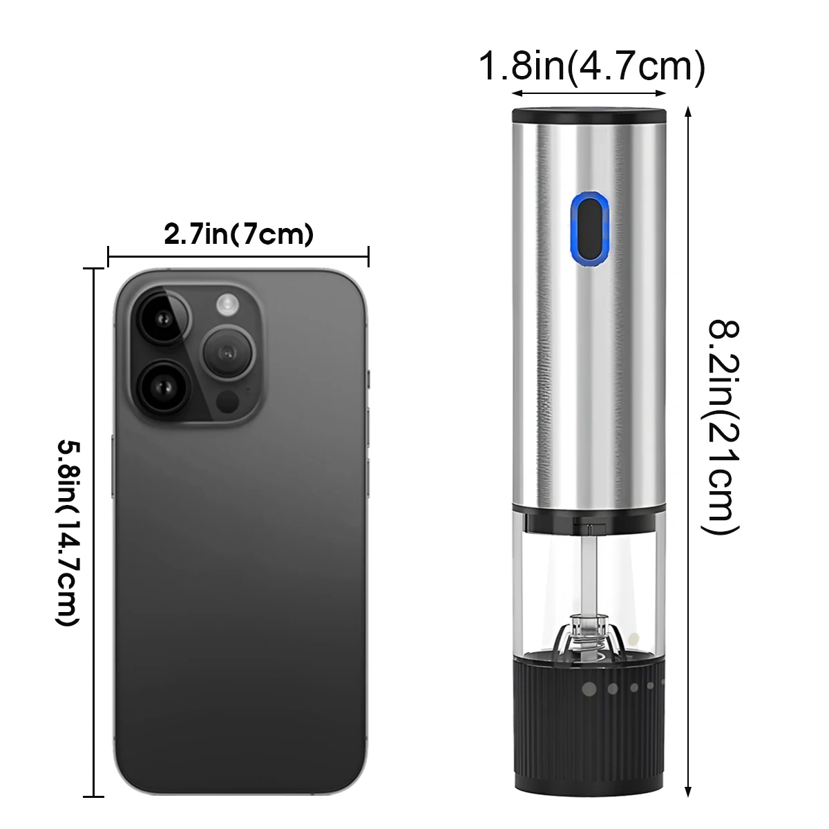 Electric Salt and Pepper Grinder Automatic Rechargeable Pepper Mill Shakers Adjustable Coarseness Kitchen Appliances view 5
