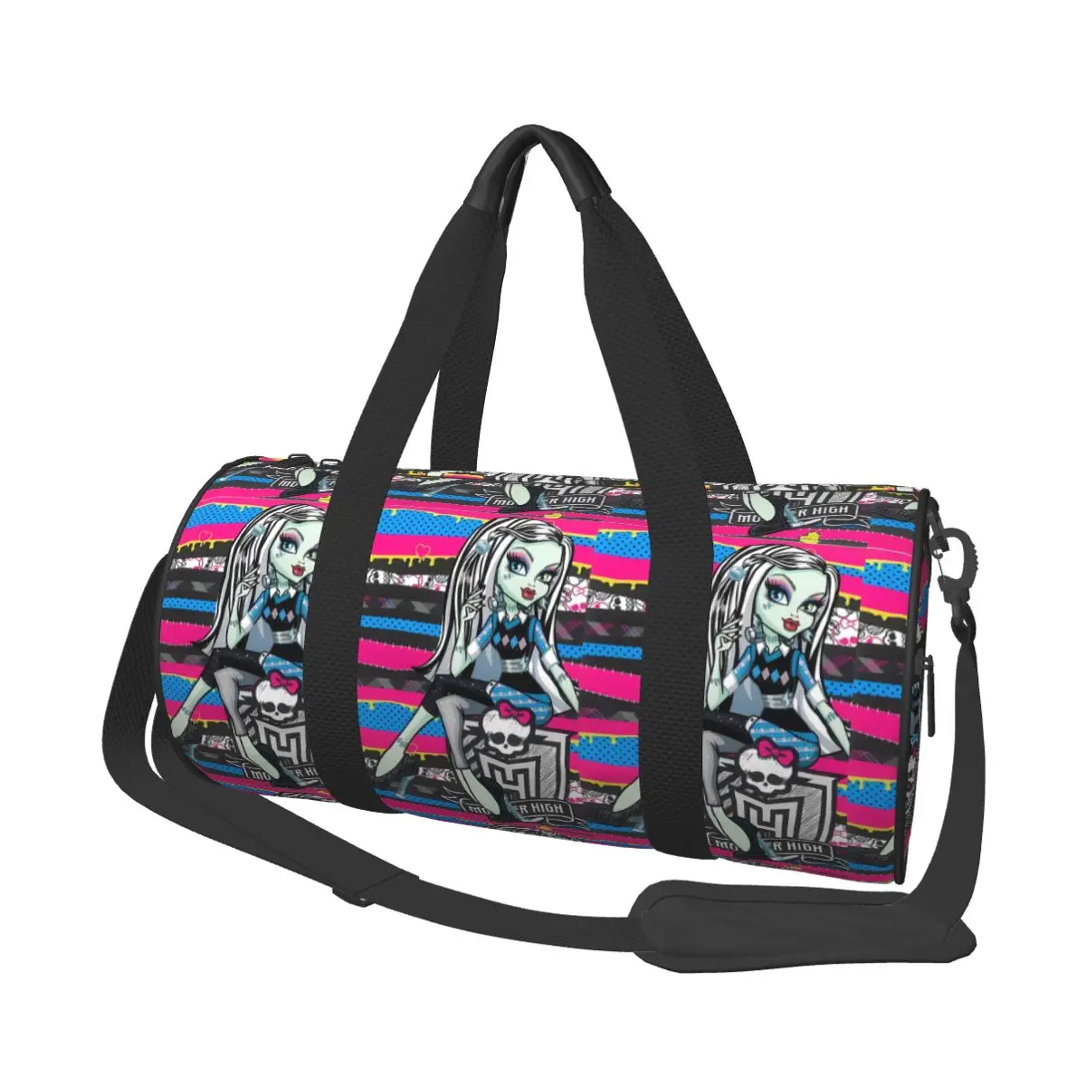 Monster High Sports Gym Bag, grande padrão 3D, bolsa personalizada fim de semana da menina, treino gráfico de viagem