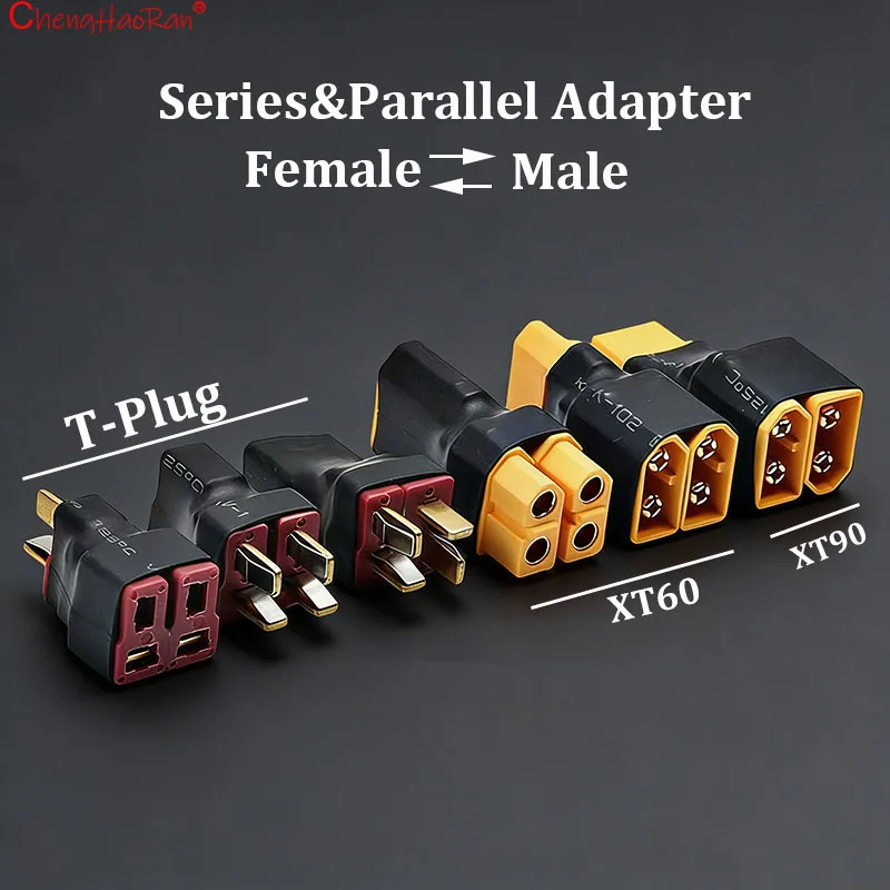 ChengHaoRan 1 Stück DIY-Adapter XT60/T-Stecker/XT90 Serie Parallele Direktverbindung Männlich/Weiblich DIY-Verbinder