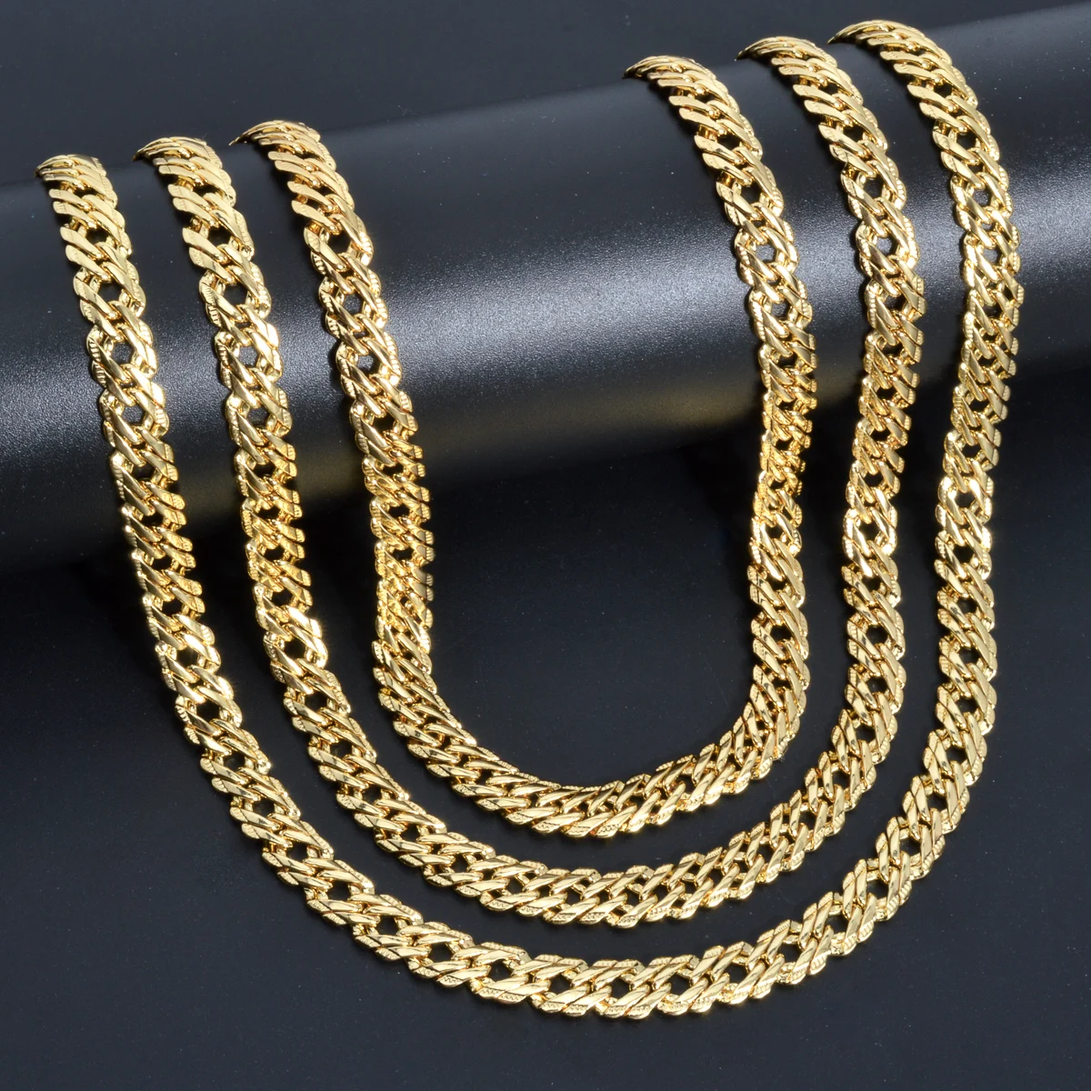 Hiphop Punk Curb Cuban Men Chains 18K Gold Color Italian Copper Necklace Fashion Wedding Party Luxurious Jewelry Accessories