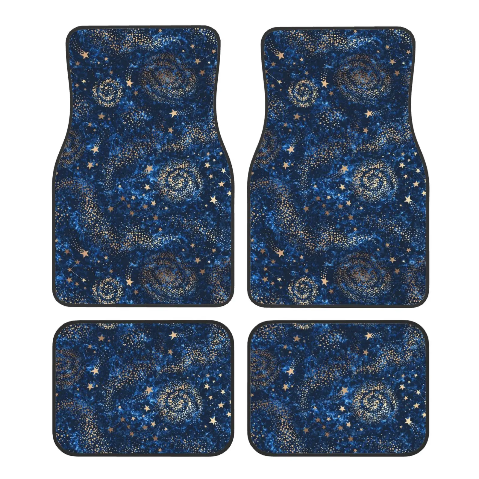 Gold Nebula Constellations and Stars Car Floor Mats Durable Car Carpet Mat Set of 4pcs with Anti-Slip Backing Fit for SUV Trucks