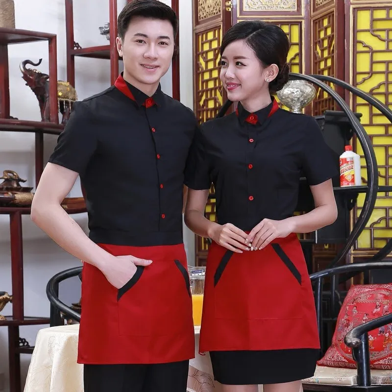 

Novel Dingheng Western Hotel Work Clothes Summer Clothing Tea House Waiter Hot Pot Restaurant Catering Int