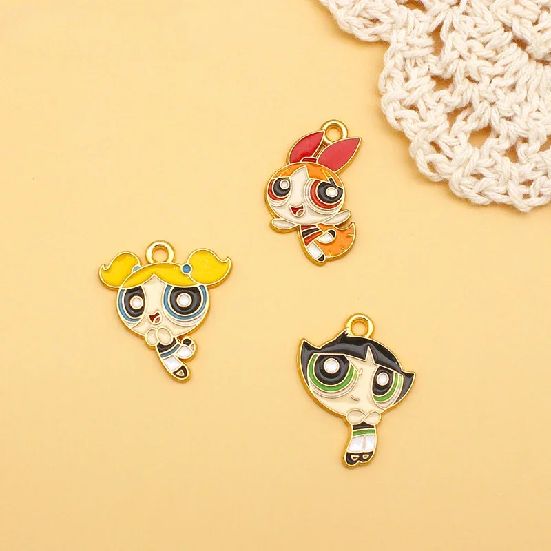 10PCS Sweet animated characte Alloy Oil Drip Oil DIY Jewelry Accessories Cartoon Cute Anime Hand Rope Hair Rope Handmade Pendant