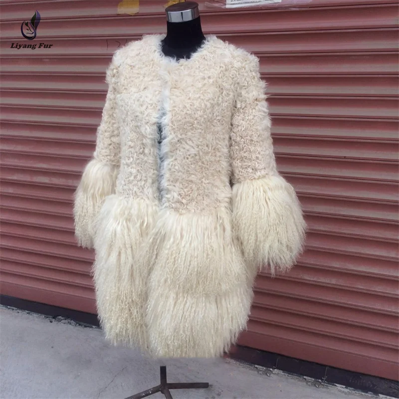 Curly Lamb fur coat Factory Supply Winter Fashion Real Lamb Fur Jacket For Girls