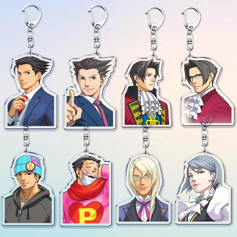 Фото Популярные брелоки для ключей по мотивам игр: Феникс Райт, Майлз Эджворт, Обжект, Аполло Джастис. Подарки для фанатов и друзей.