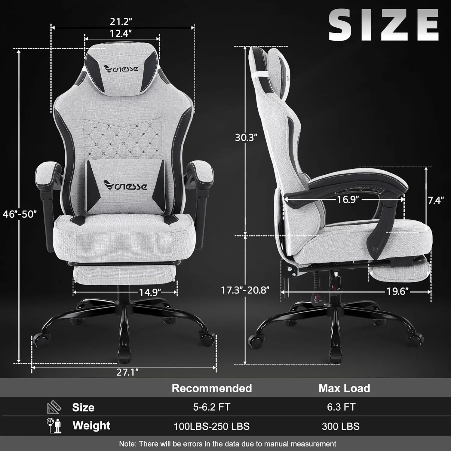 #Gaming Chair,Computer Chair Fabric with Pocket Spring Cushion,Office Chair with Footrest and Massage Lumbar, Customized