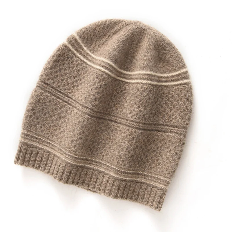 

Natural Cashmere Beanie for Women Outdoor Winter Soft Warm Solid Color Casual Knitted Cashmere Hat Casual Female Cap