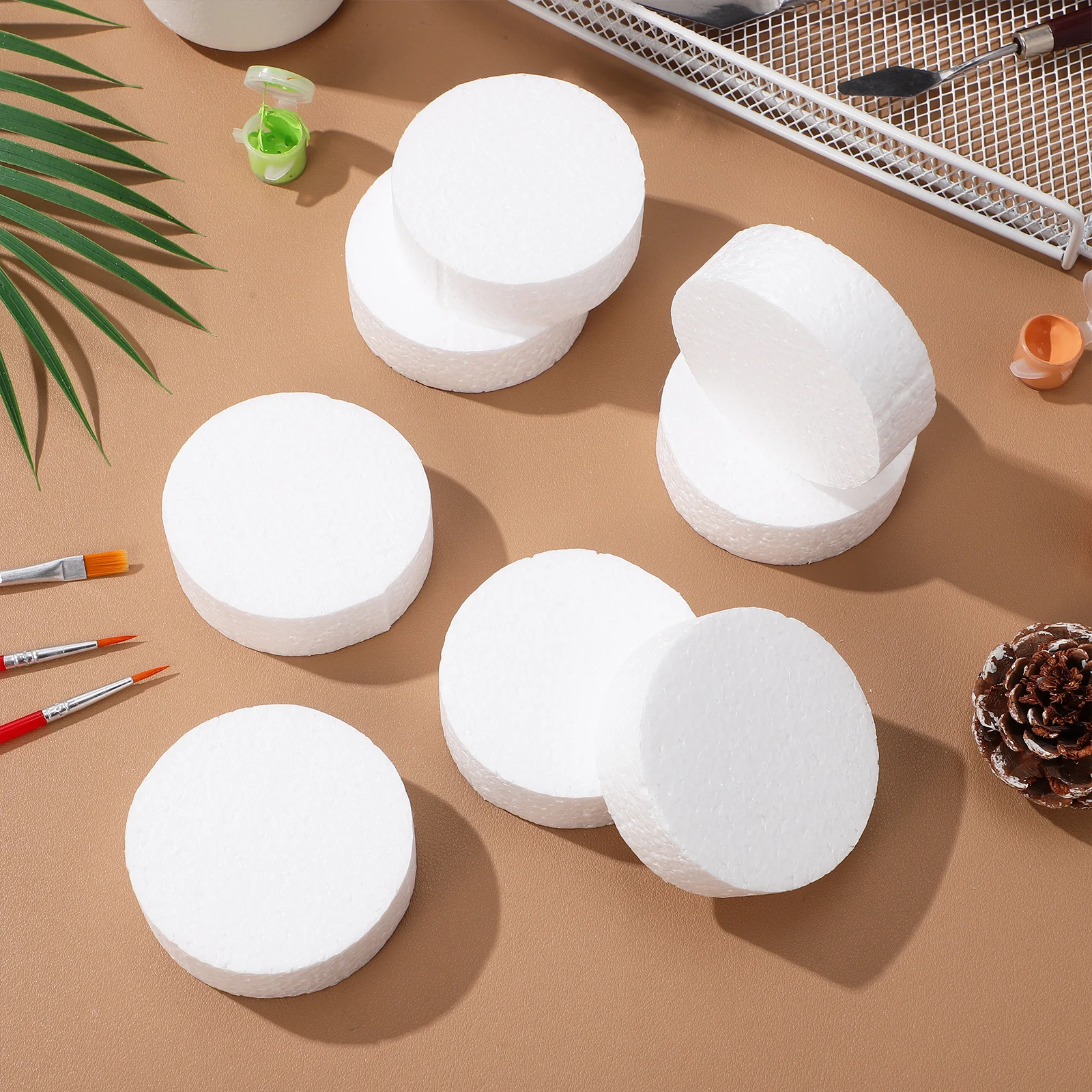 

18pcs Foam Cylinder Craft Supplies Lightweight Round Discs Polystyrene Circle Blocks for Cake Decorating Wedding Display Models