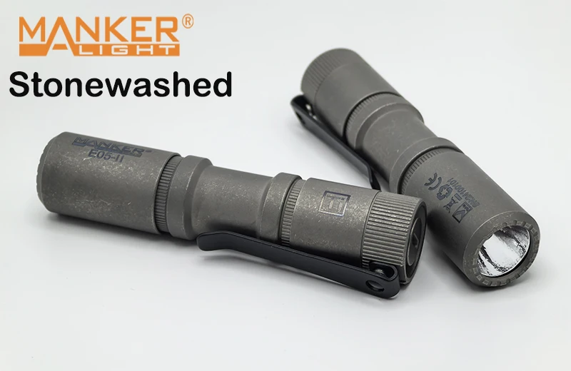 Manker E05 II Ti  Stonewashed Titanium 1300 Lumens EDC Flashlight +  920mAh Type-C USB Rechargeable 14500 Battery