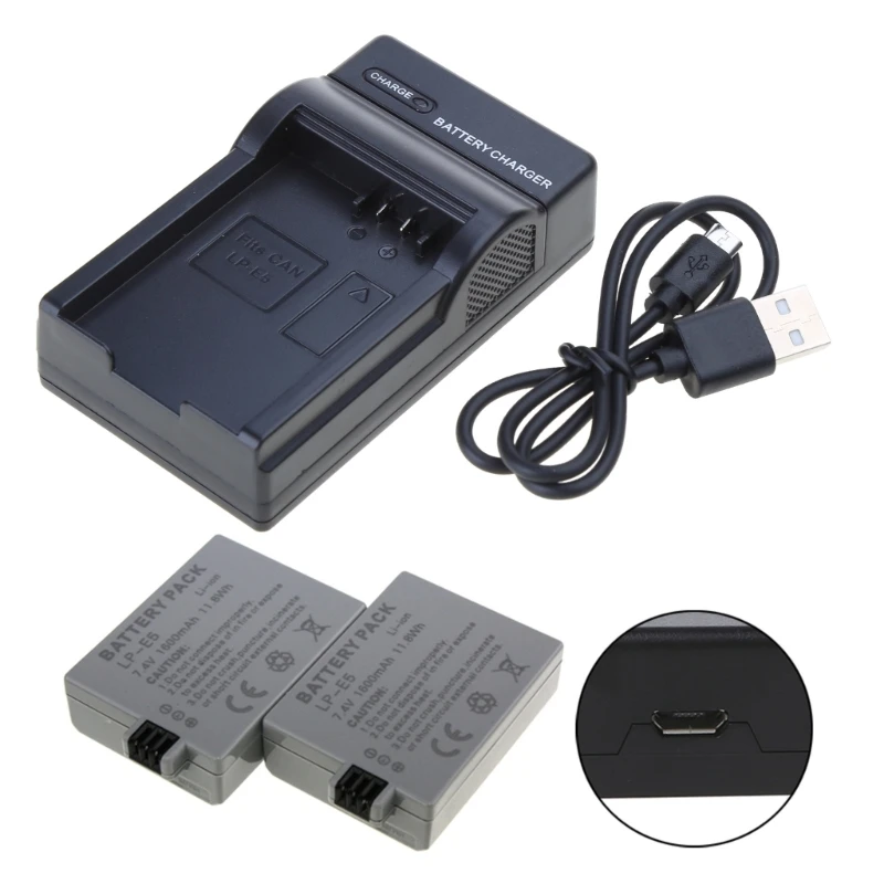 USB Battery Charger For Canon LP-E5 EOS 1000D 450D 500D Kiss F Kiss X2 Rebel Xsi