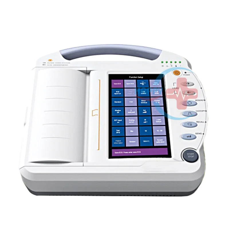 HC-H004 High Quality Portable Color Leads Simultaneously Acquisition ECG Machine10 Inches Touch Screen 12 Channels