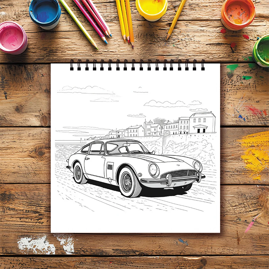 Vintage Las Vegas Car Coloring Book 8.27 x 8.27 inches 22 Pages Suitable for Back to School Season and Family Gifting
