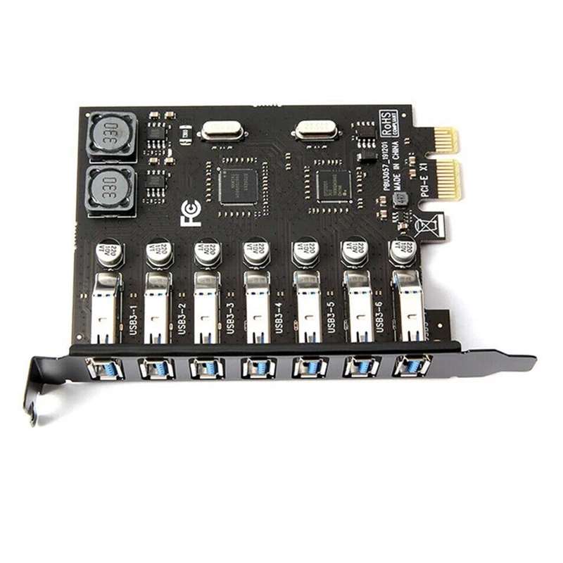 

USB 3.0 PCI Express Adapter PCI-E To 7 Ports USB 3 Expansion Adapter Card Pcie PCI-E X1 Controller Converter For Desktop