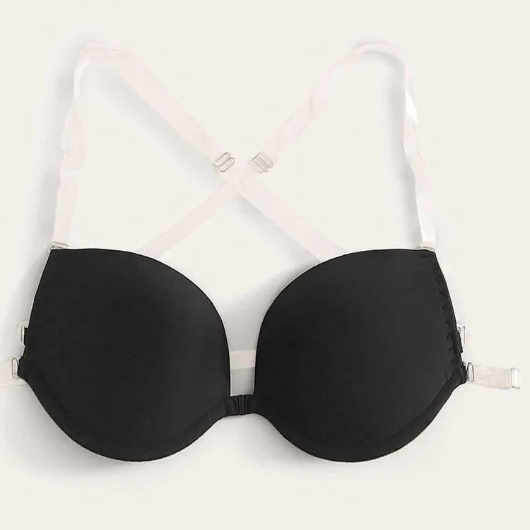 Elegant Women Bustier With Clear Straps Comfort Push Up Anti Slip Anti Chafing Ladies Bra Daily Lingerie