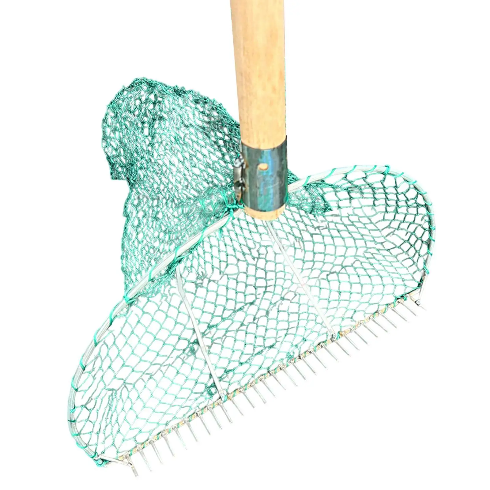 

Dig Clams Tool Thickened Sturdy Professional Claw Rake with Basket Autumn Winter Mud Rake Metal Push Net for Lake Digging Shells