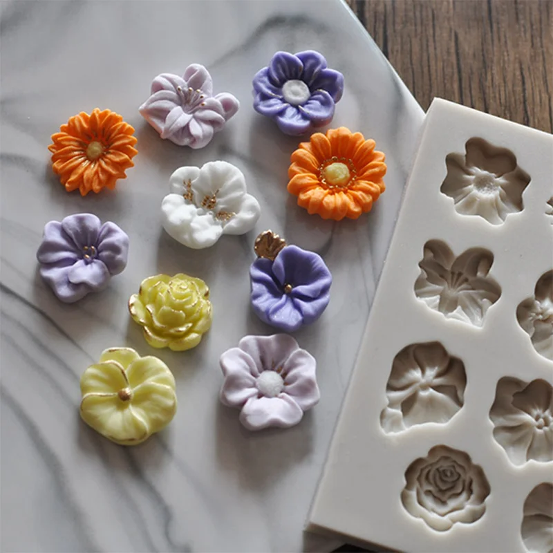 Sunflower Rose Flowers Shape Silicone Mold Cake DIY Decoration Chocolate 3D Mould Tools