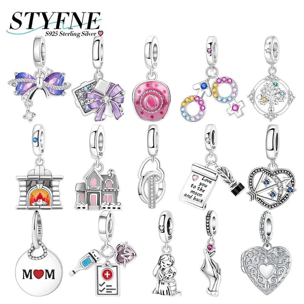 

Подвески S925, серебряный кулон для мамы и ребенка, полая любовь, циркон, лук, стрелка, бусины, кулон, браслет «сделай сам», модные ювелирные изделия, подарок