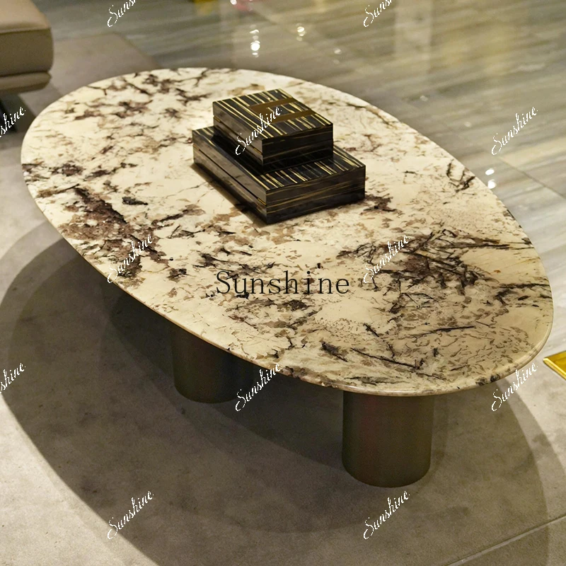 

Italian minimalist natural luxury stone drop-shaped coffee table marble FT
