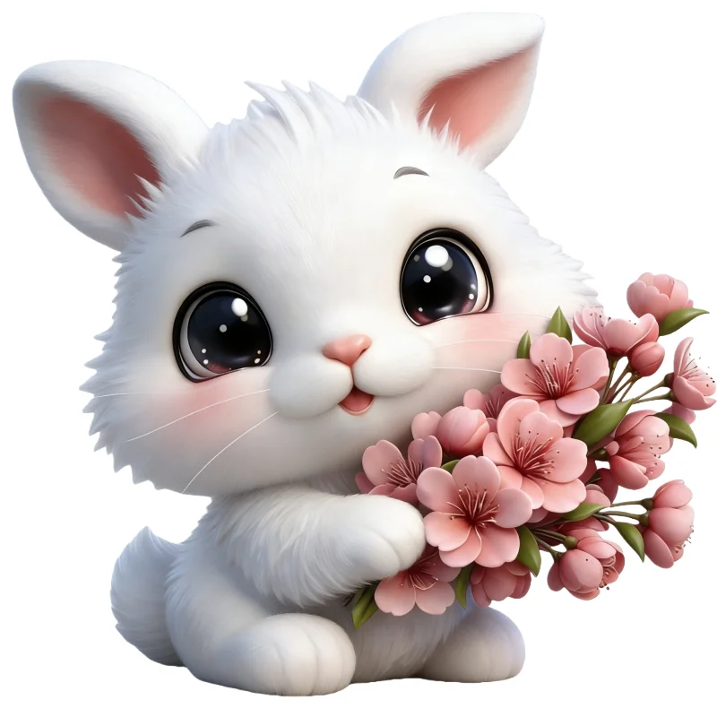 

Silicone Mold with a Serene Atmosphere, Featuring a Smiling Rabbit and Cherry Blossoms, for Easter Desserts and Chocolate Fondant Making